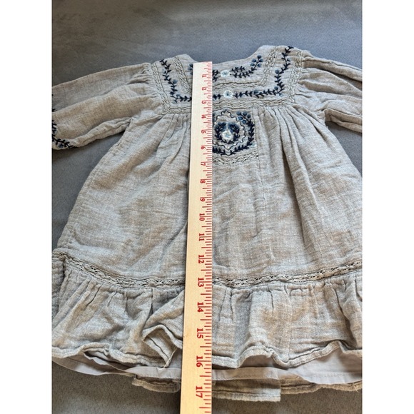 Zara Girls Sz 4-5 Embroidered Peasant Boho Prairie Dress Soft Puff Sleeve Flowy - Picture 5 of 10